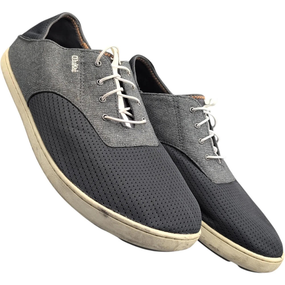 OluKai Nohea Moku‎ Boat Shoes Mens Size 12 Gray Mesh Casual Lace Up 10283-6C6C